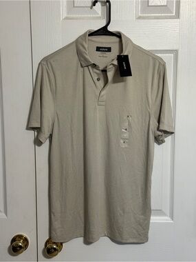Alfani Men's Light Beige Polo - Short Sleeve Collared Shirt